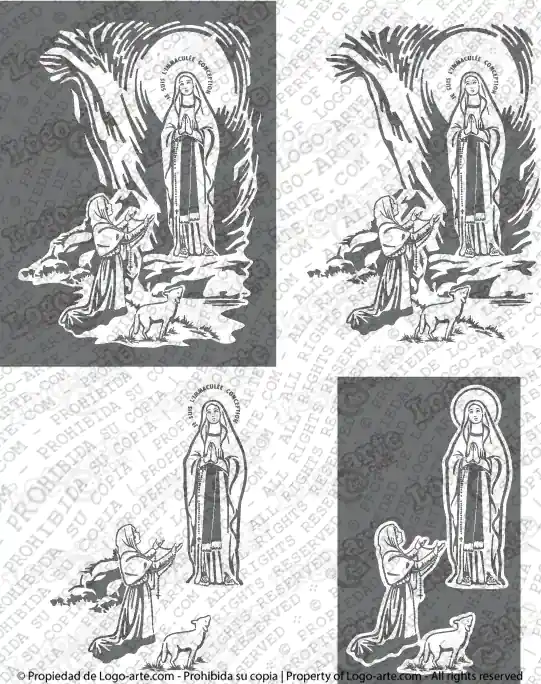 Imágenes vectoriales de La Virgen de Lourdes disponibles para descargar y cortar.