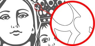 The tips and angles of the image are rounded to facilitate plotter cutting and subsequent weeding.