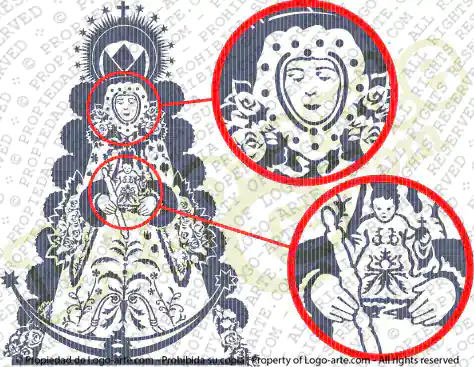 Arte vettoriale della Madonna del Rocío per taglio a plotter o incisione.