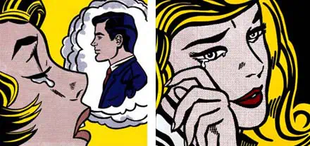 Thinking of Him y Crying girl, obras de Roy Lichtenstein.