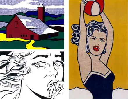 Red Barn II, Crying Girl y Girl with ball, de Roy Lichtenstein.