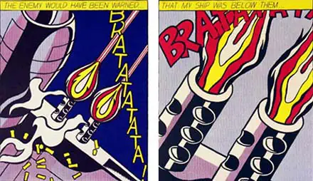 Dos versiones diferentes de As I opened Fire, de Roy Lichtenstein