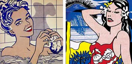Mujer en el baño y Aloha, de Roy Lichtenstein.