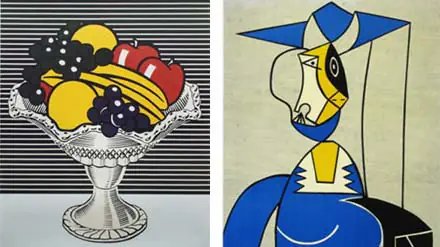 Still life with crystal bowl y Femme au Chapeau, de Roy Lichtenstein.