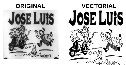 Comparativa de caricatura original y vectorial.