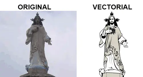 Comparativa de monumento original y vectorial.