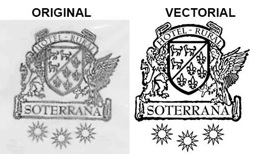 Comparativa de logotipo original y vectorial: Hotel Rural Soterrana.