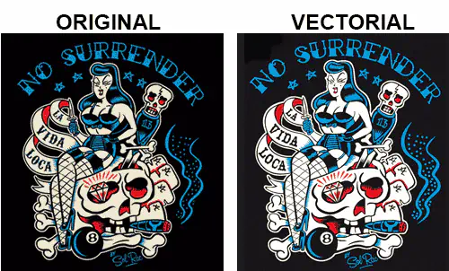 Comparativa de ilustración original y vectorial: Vida Loca.