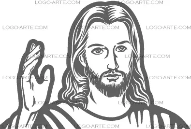 Immagine parziale di Gesù, vettorizzata a 1 colore per il taglio a plotter.