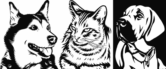 Vector images created from pet photographs, for plotter cutting. Vector images created from pet photographs, for plotter cutting.