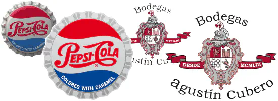 Vectorización de objetos y blasones publicitarios en colores planos. Dibujos vectorizados hechos a partir de fotos e ilustraciones.