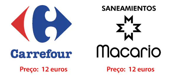 Exemplos de logos vetorizados: Carrefour e Macario