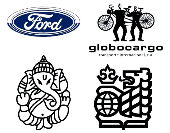 Estos 4 logotipos tienen en común que están vectorizados a 1 color.