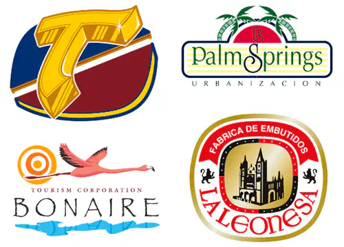 Estos 4 logotipos tienen en común que están vectorizados para cuatricromía.