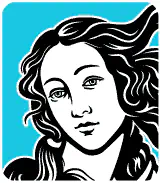 Detalle del rostro de Venus en el arte vectorial El Nacimiento de Venus.
