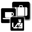 Pictogramas para aeropuertos vectorizados. Iconos de servicios aeroportuarios y transporte aéreo.