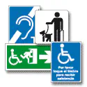 Pictogramas vectorizados de personas con discapacidad - minusválidos. Señalización de accesibilidad.