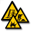 Pictogramas de advertencia vectorizados. Señales de peligro para seguridad industrial y señalética.