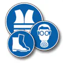 Pictogramas de obligación vectoriales. Señales de uso obligatorio de equipos de protección.