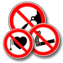 Pictogramas vectorizados de prohibición. Señales de acciones no permitidas en áreas restringidas.