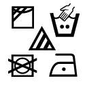 Iconos textiles vectorizados. Símbolos de lavado, planchado y cuidado de prendas.